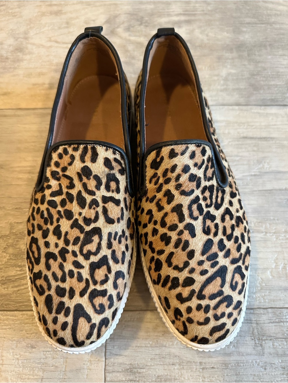 Halogen Nordstrom Leopard Calf Hair Slip On Sneakers Size 10